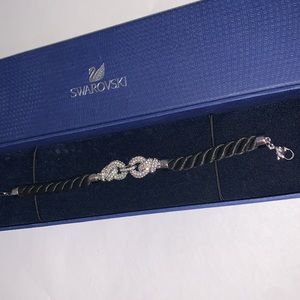 Swarovski Pave Crystal Knot Black Cord Bracelet